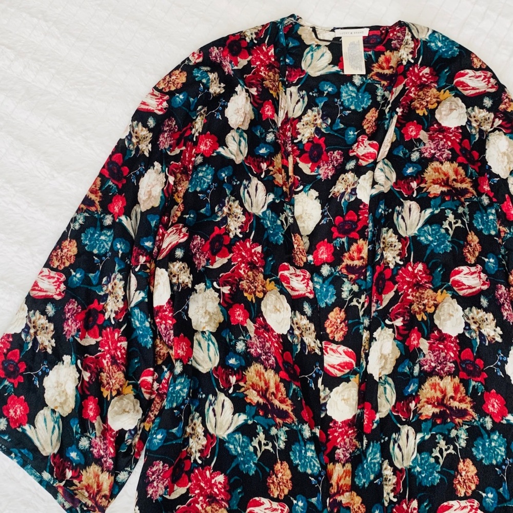 Lucky Brand // NWOT dark floral duster kimono